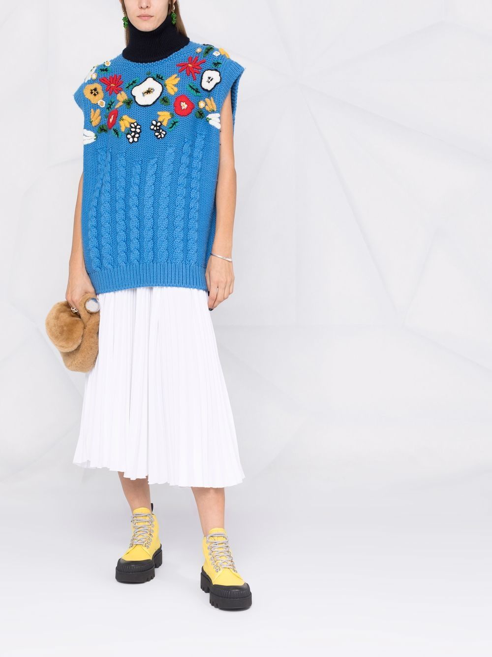 Miu Miu Trui met geborduurde bloemen - Blauw