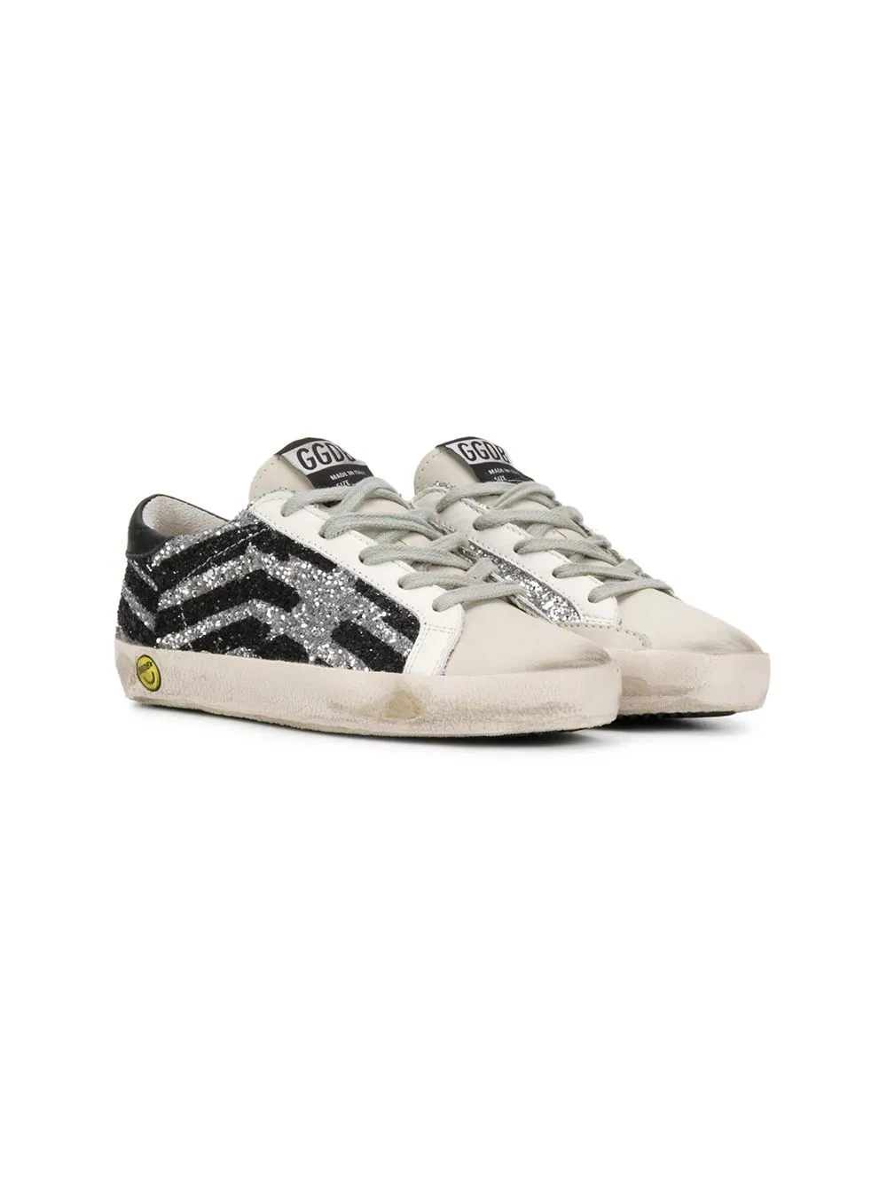 

Golden Goose Kids glitter lace-up sneakers - Silver