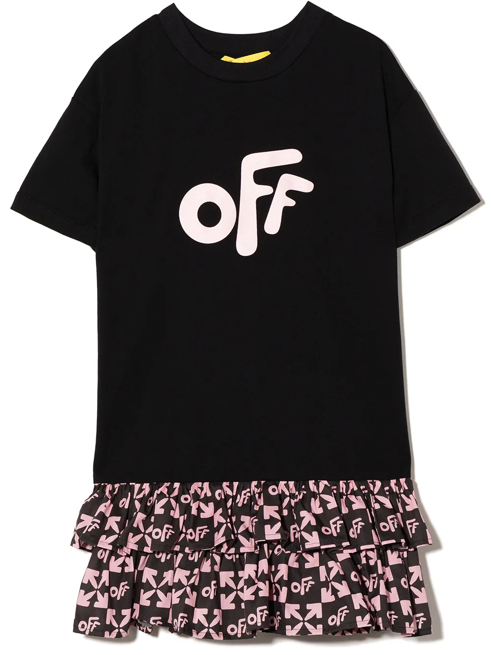 

Off-White Kids vestido con monograma y volantes - Negro