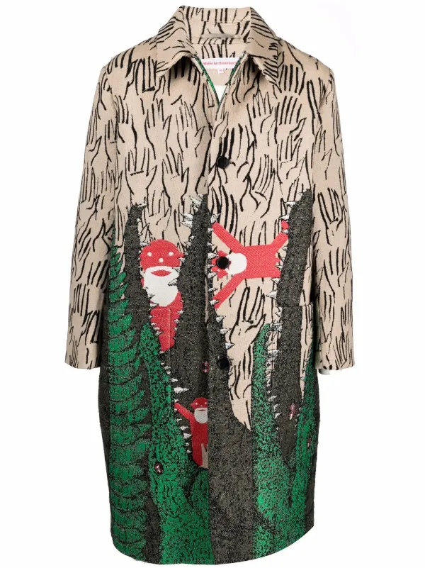 Walter Van Beirendonck graphic-jacquard single-breasted Coat 