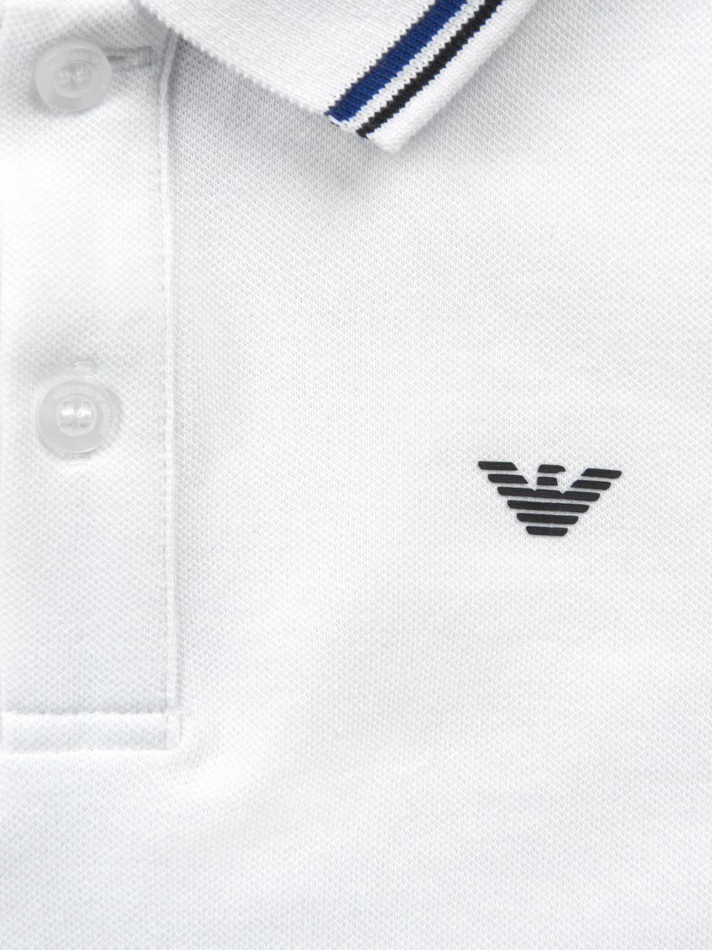 Shop Emporio Armani Logo-print Cotton Polo Shirt In White
