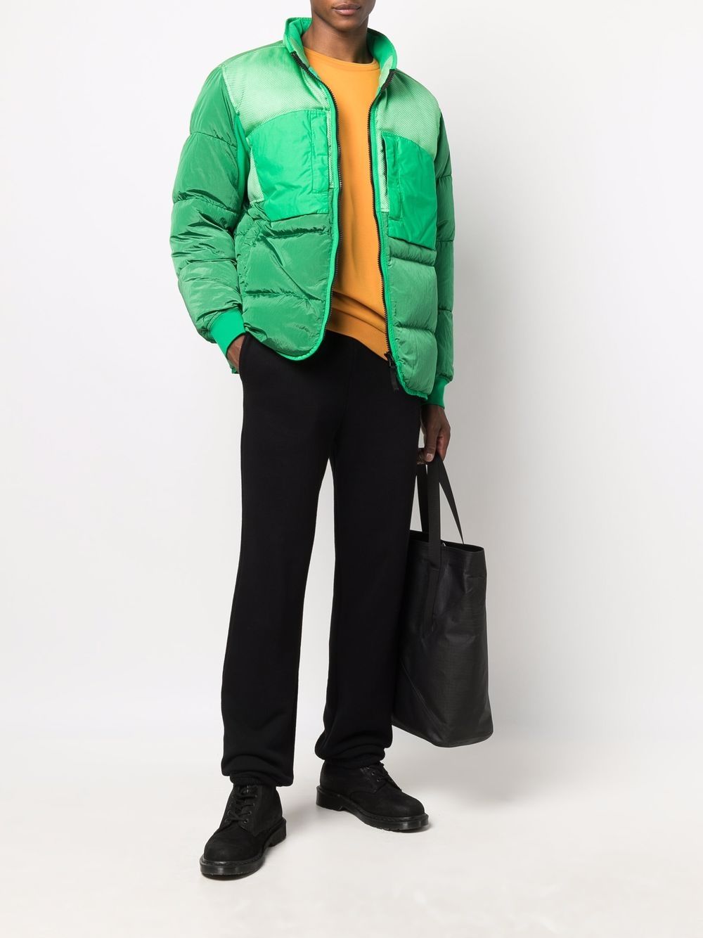 Shop Stone Island Compass-badge Panelled Jacket In Green