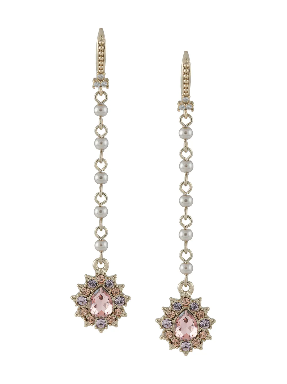 

Marchesa Notte aretes largos con cristales - Dorado