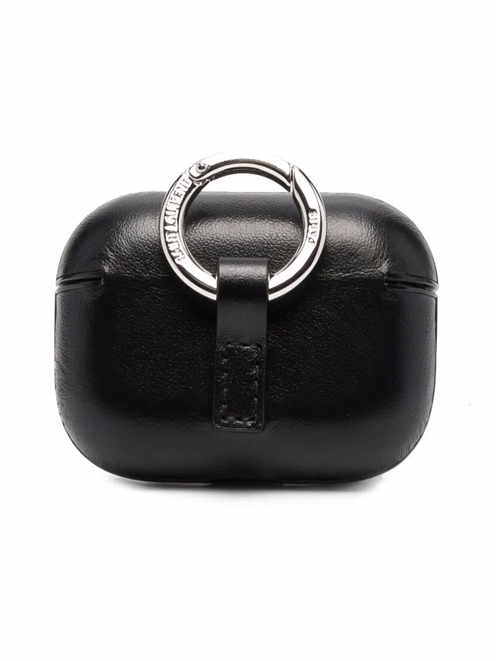 Shop Saint Laurent Embossed-logo Airpods Case In Black