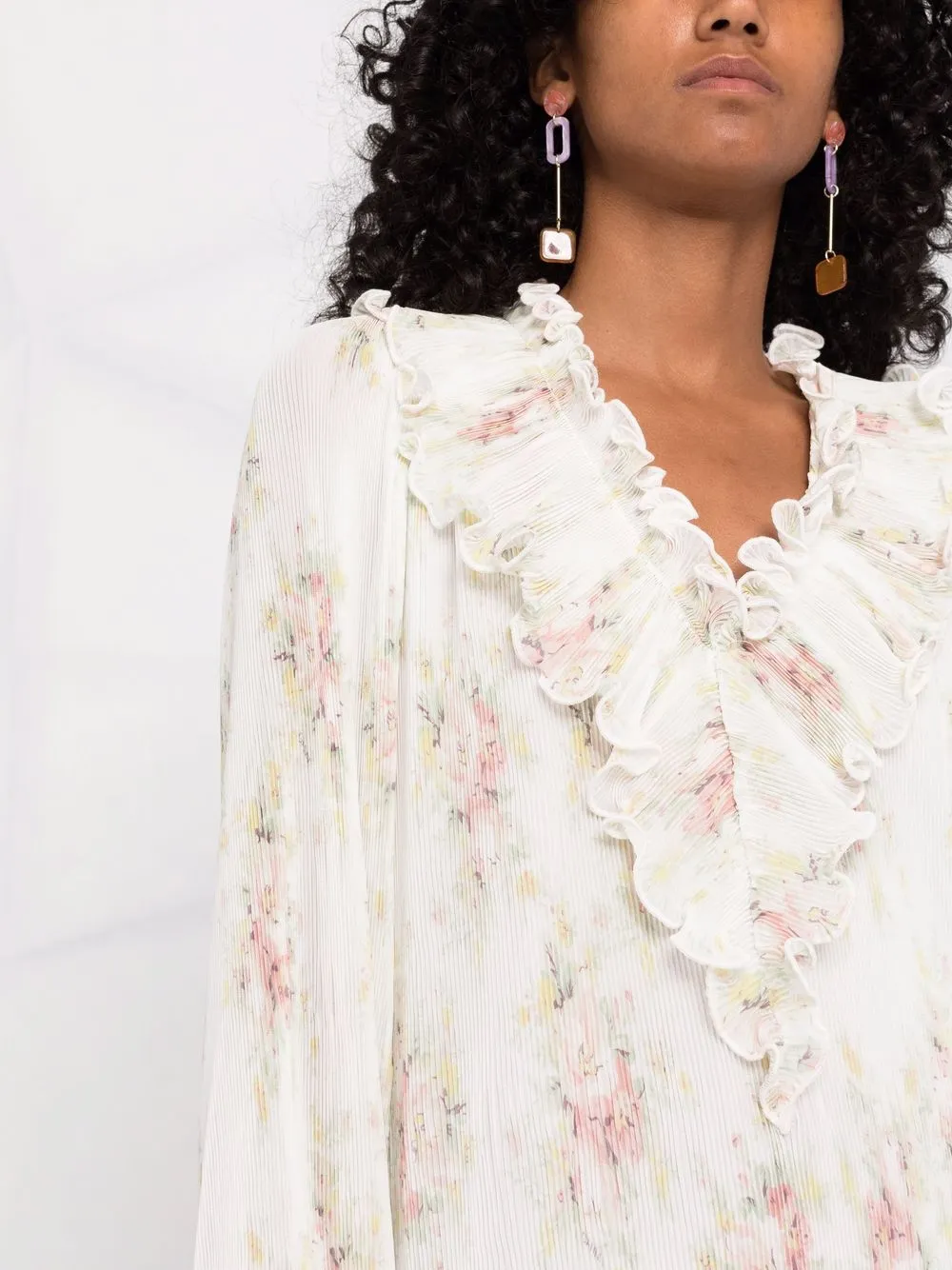 фото Ganni платье с оборками и цветочным узором