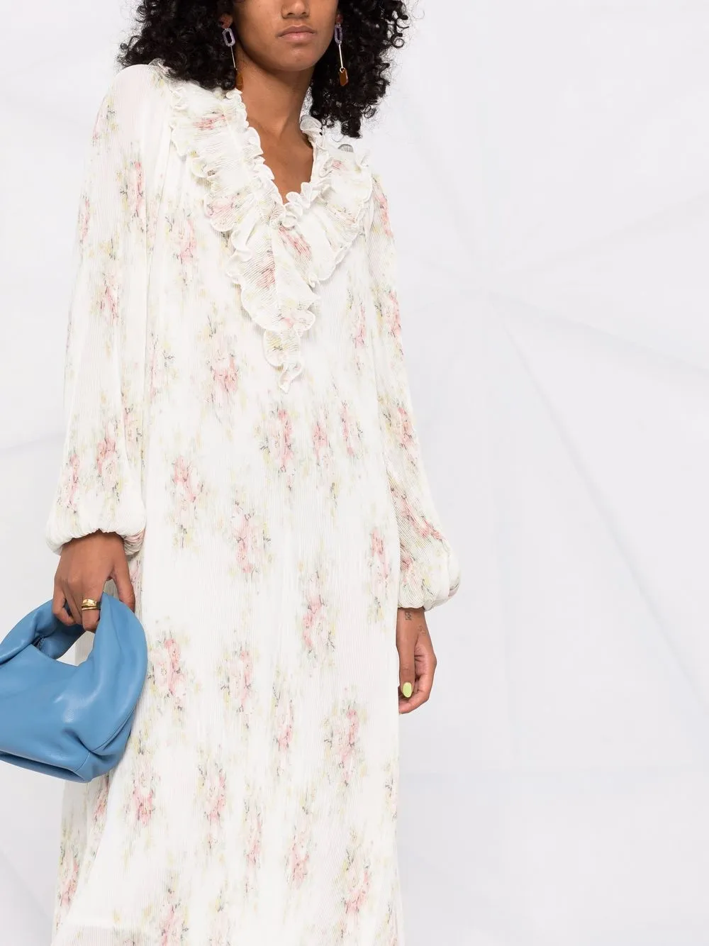 фото Ganni платье с оборками и цветочным узором