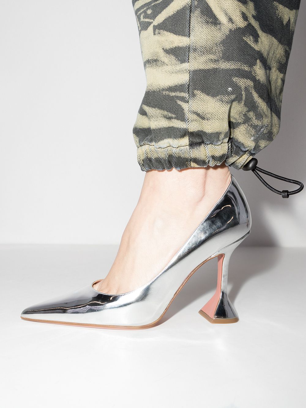 Amina Muaddi Ami [95mm metallic-finish Pumps - Farfetch