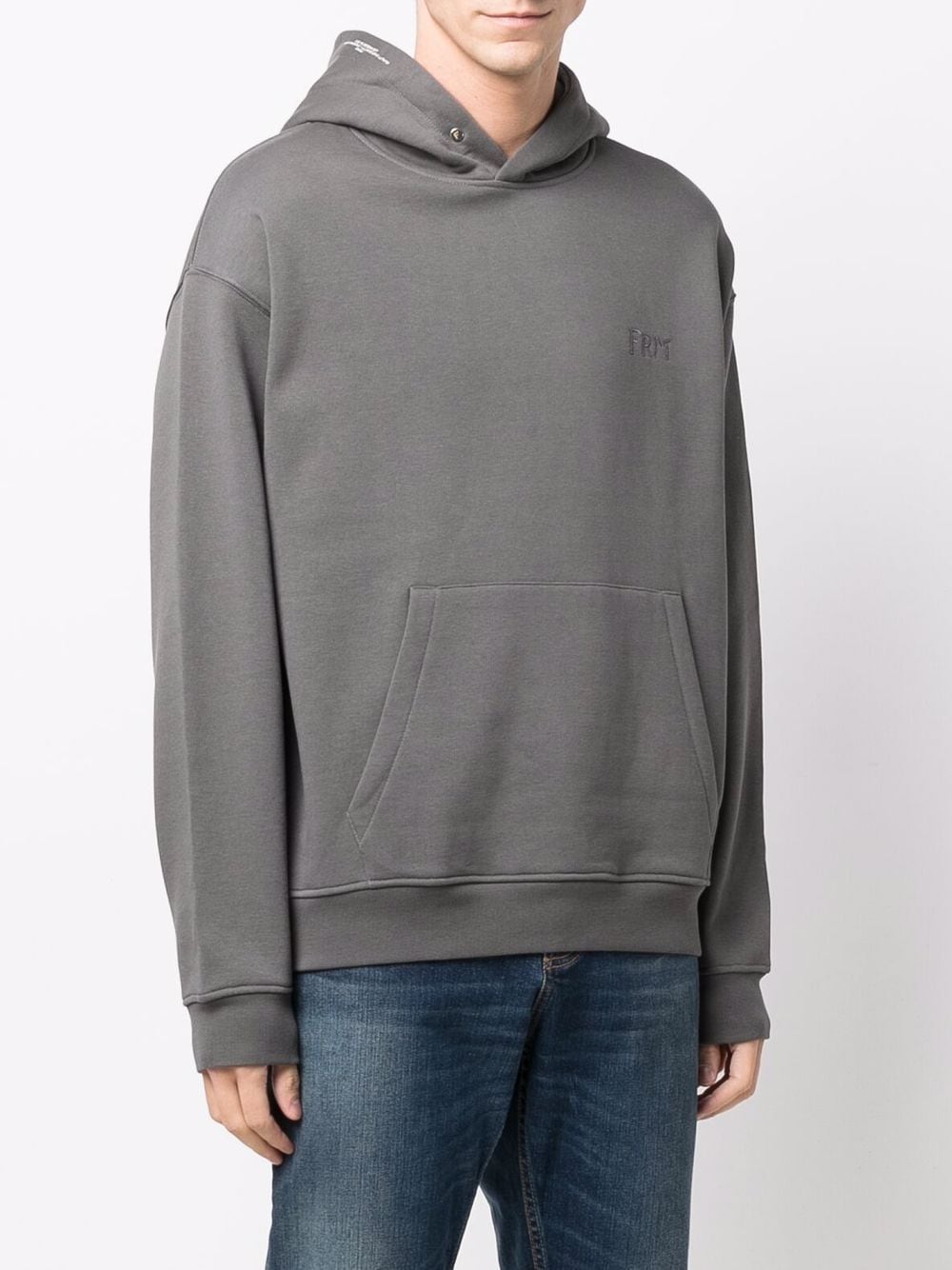 Shop Frame Logo-embroidered Hoodie In Grey