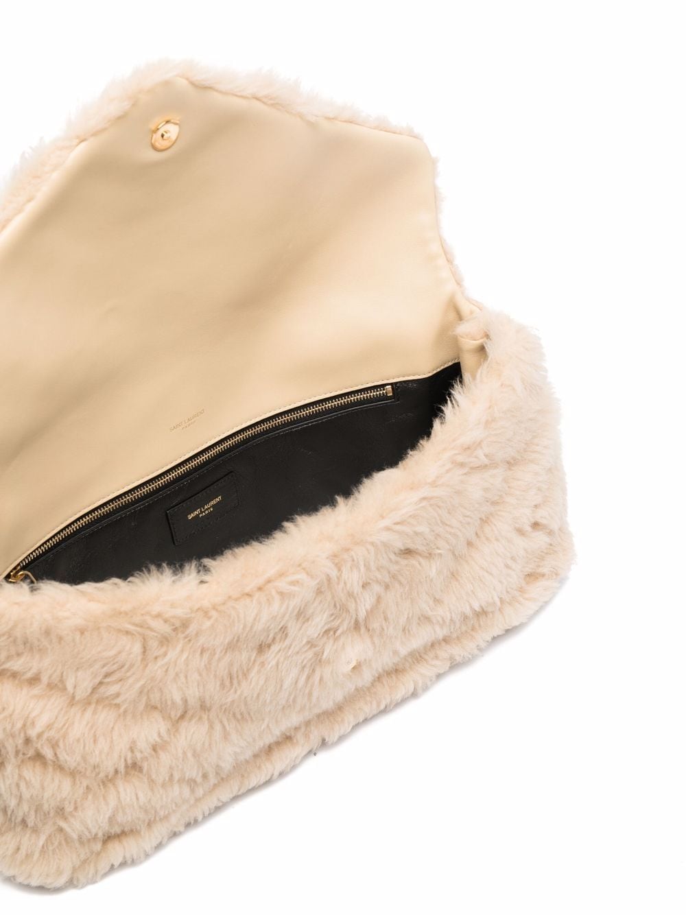 SAINT LAURENT Shearling Lambskin Quilted Sade Puffer Envelope