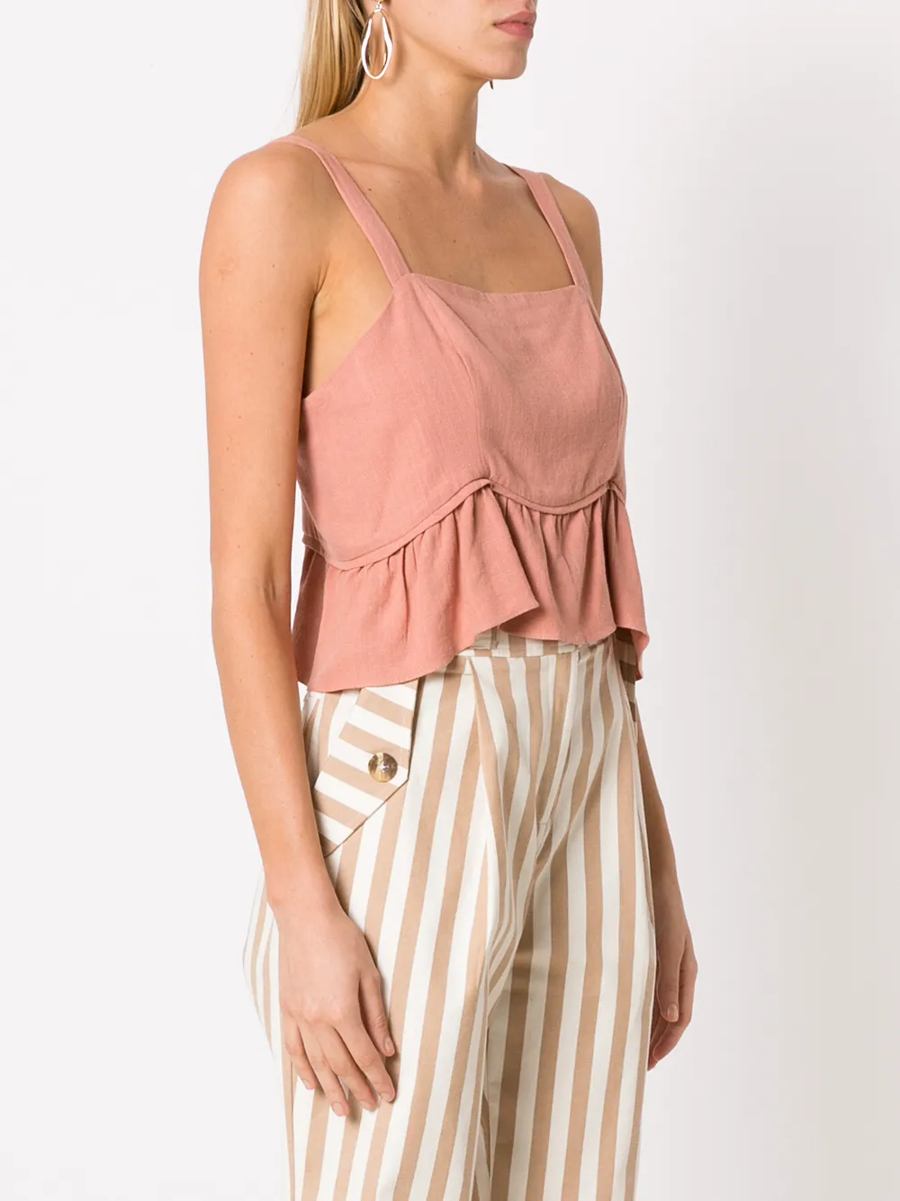 Olympiah Belize Peplum Cropped Top In Neutrals