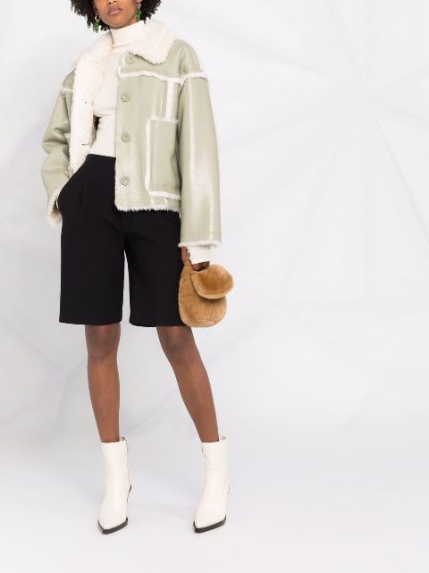 shearling trim crop jacket stand studio