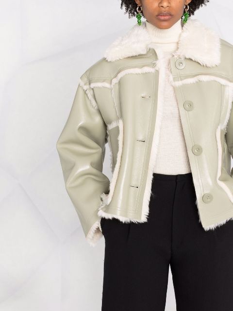 shearling trim crop jacket stand studio