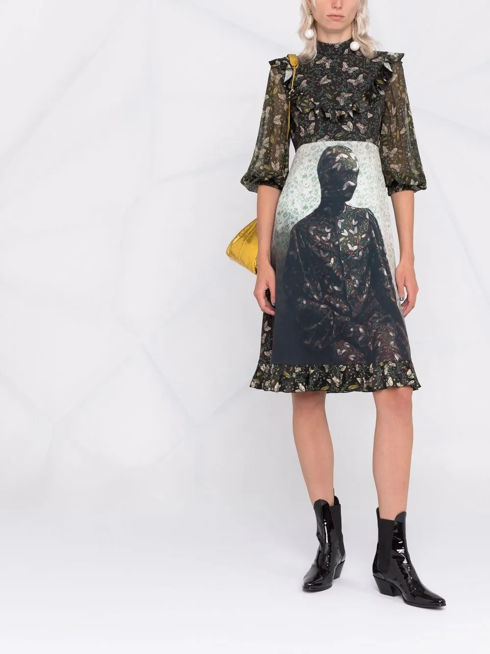 Undercover semi-sheer butterfly-print Dress - Farfetch