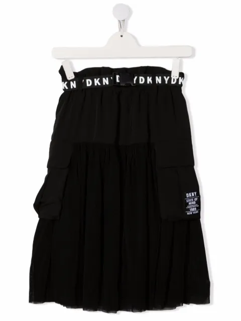 Dkny Kids تنورة بحزام وطبعة شعار الماركة