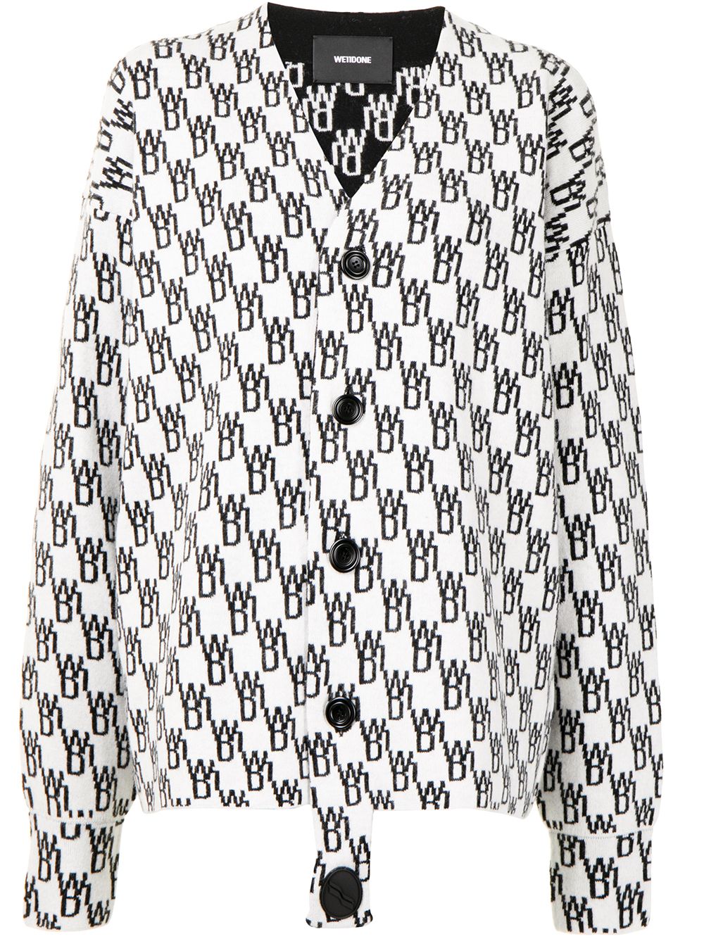 

We11done monogram-print knitted cardigan - Black