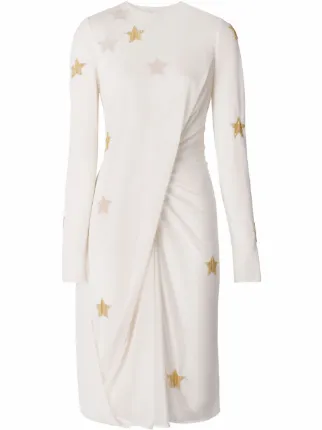 slim fit dress slacks Coco Fennell Embroidery Star & Moon Viscose Crepe Wrap Dress, Black & main image 1