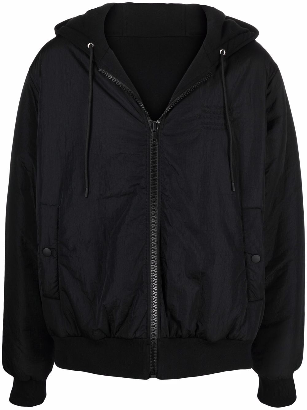 Shop Msgm Reversible Drawstring Hooded Jacket In Black