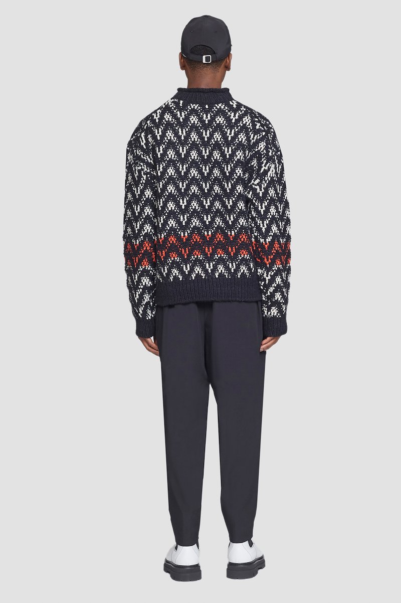 Chevron Jacquard Pullover-blue #0 Chevron Jacquard Pullover, null- 2