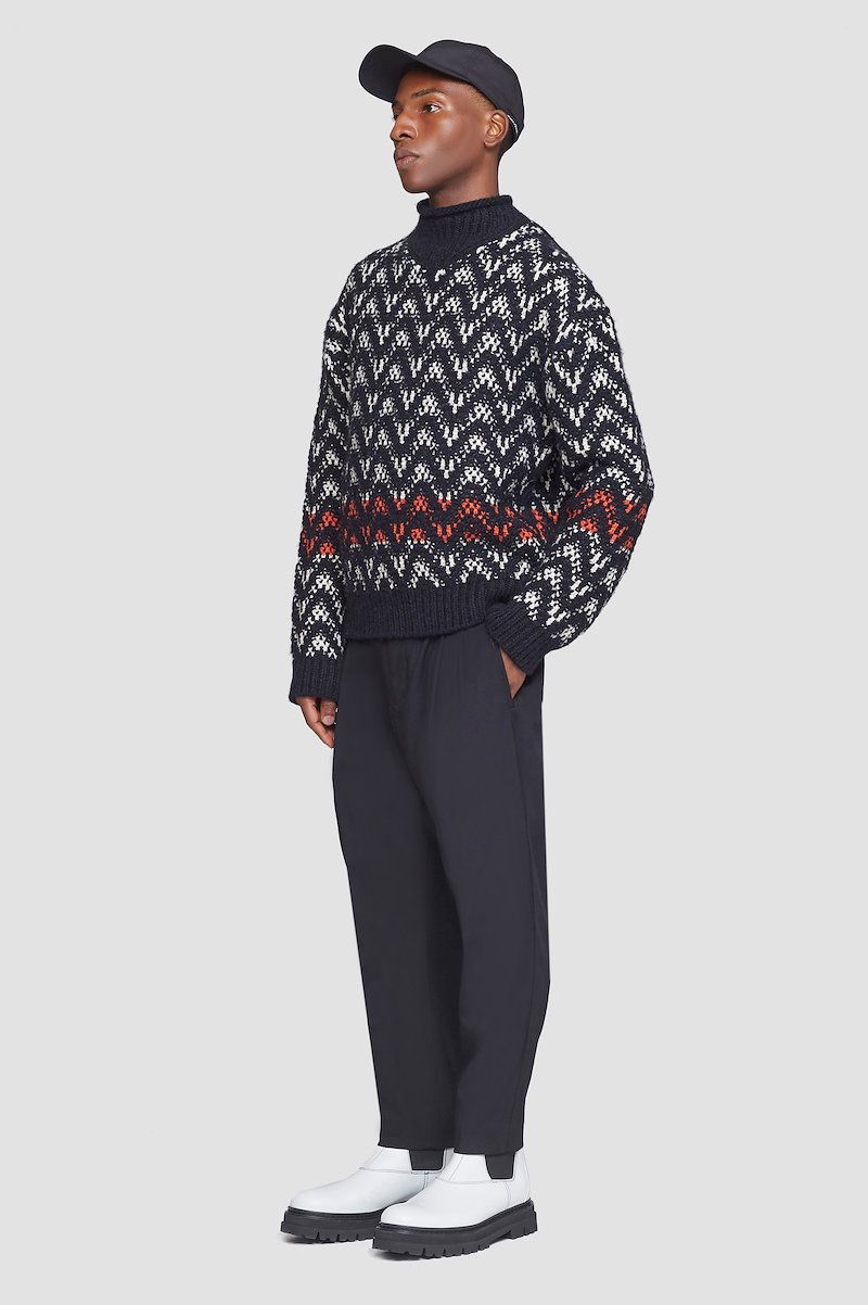 Chevron Jacquard Pullover-blue #1 Chevron Jacquard Pullover, null- 1