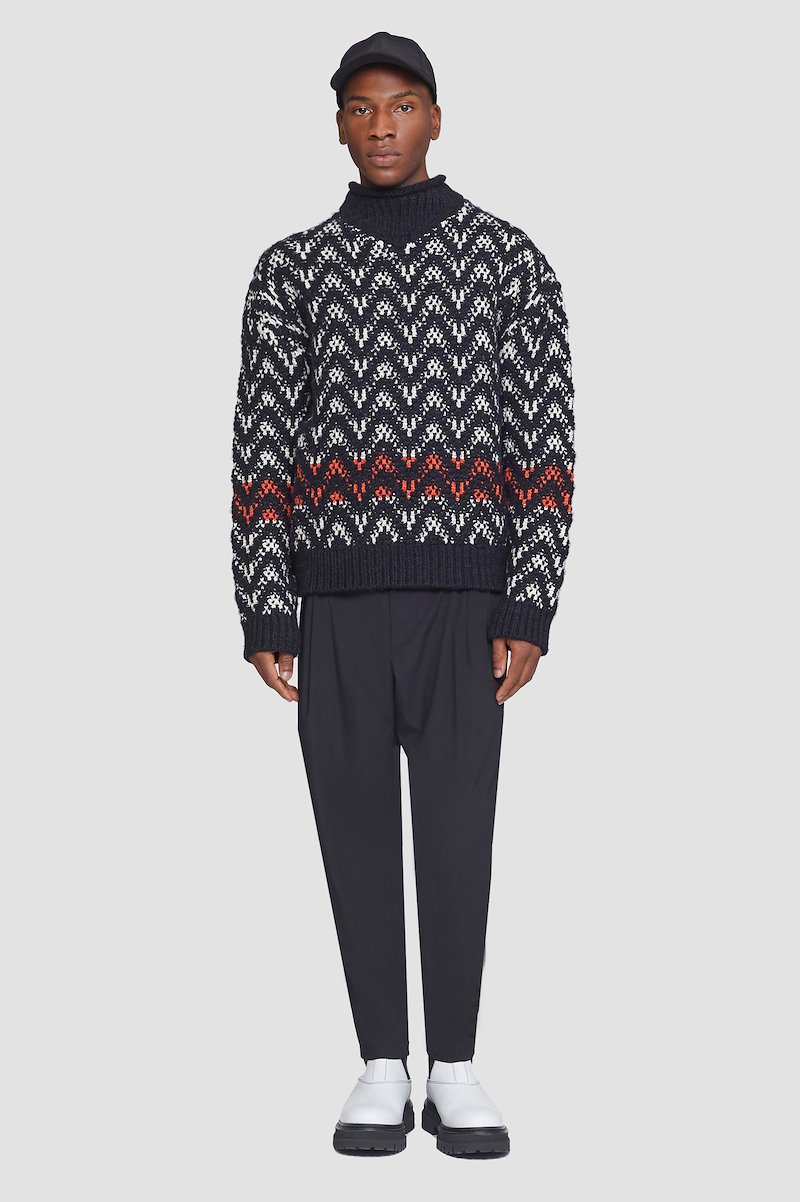 Chevron Jacquard Pullover-blue #0 Chevron Jacquard Pullover, null- 0