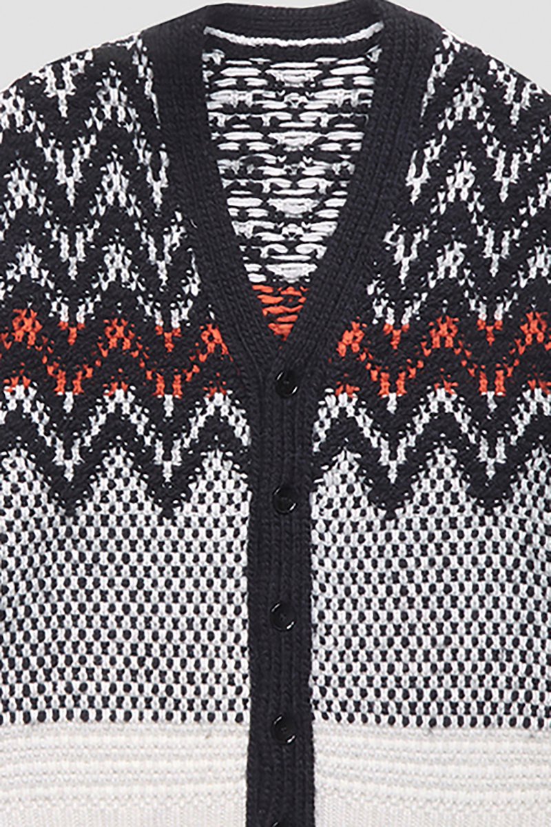Chevron Jacquard Cardigan-blue #0 Chevron Jacquard Cardigan, null- 6