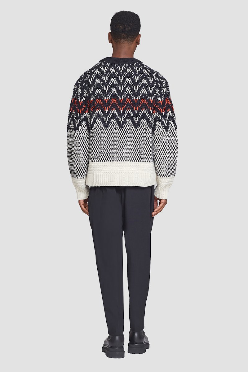 Chevron Jacquard Cardigan-blue #0 Chevron Jacquard Cardigan, null- 2