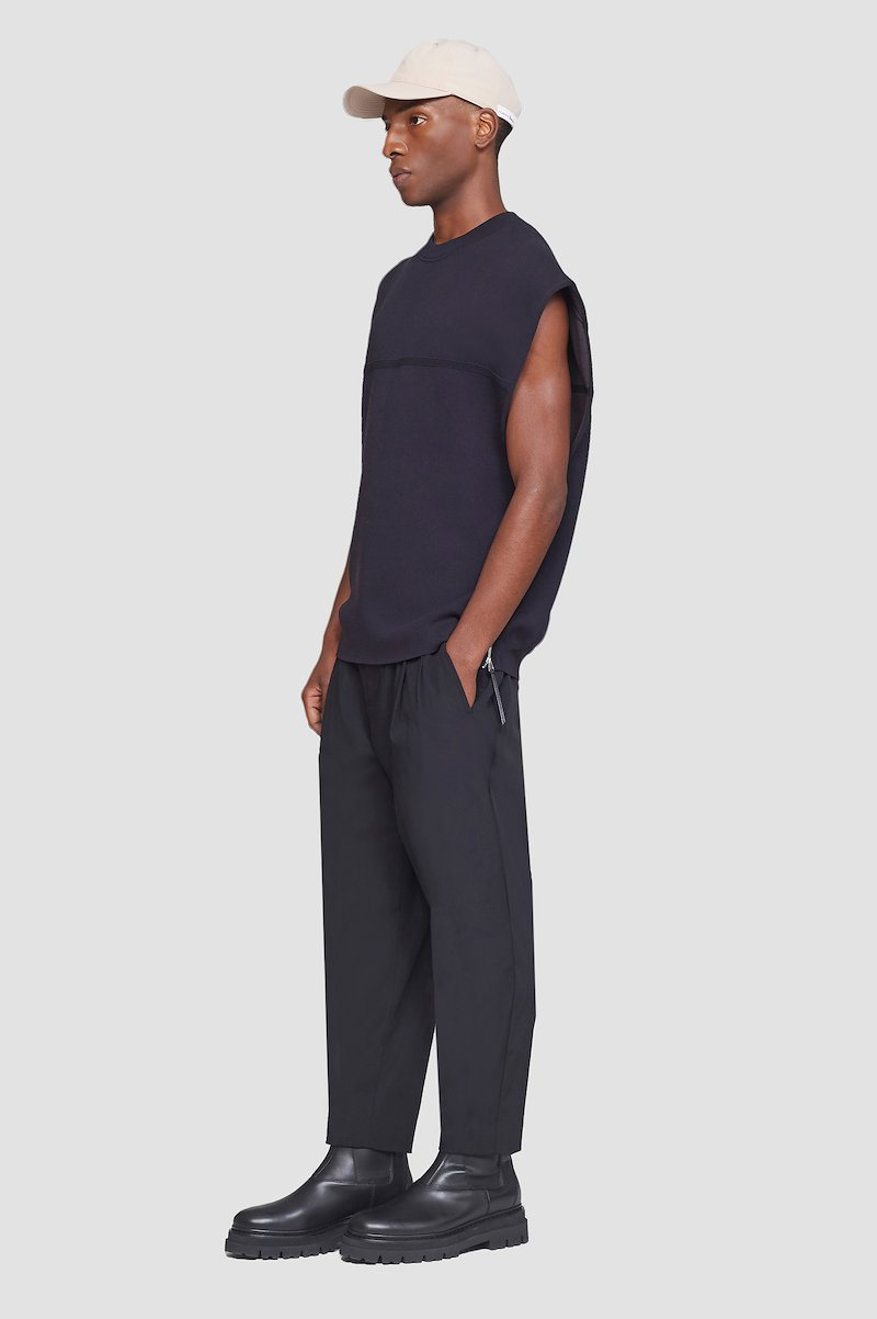 Sleeveless Pullover-blue #0 Sleeveless Pullover, crewneck sleeveless jumper from 3.1 PHILLIP LIM featuring midnight blue, wool blend, knitted construction, ribbed cuffs, crew neck, sleeveless and straight hem.- 2