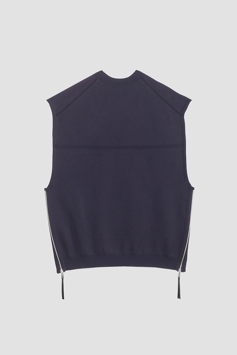 Sleeveless Pullover-blue #0 Sleeveless Pullover, crewneck sleeveless jumper from 3.1 PHILLIP LIM featuring midnight blue, wool blend, knitted construction, ribbed cuffs, crew neck, sleeveless and straight hem.- 6