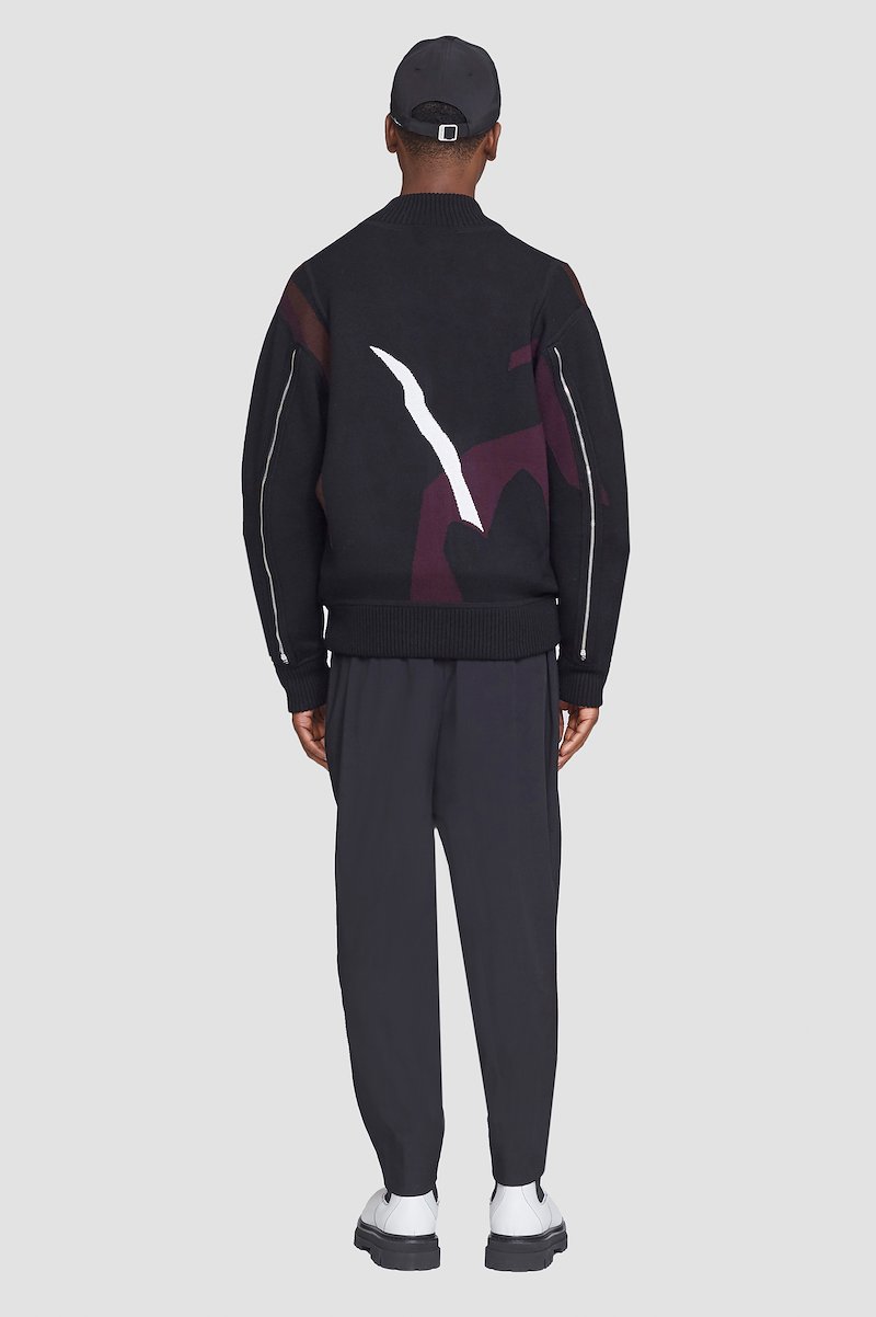 Reversible Knit Varsity Jacket-blue #1 Reversible Knit Varsity Jacket, MIDNIGHT MULTI Wool or fine animal hair->Wool Reversible Knit Varsity Jacket from 3.1 Phillip Lim. - 7