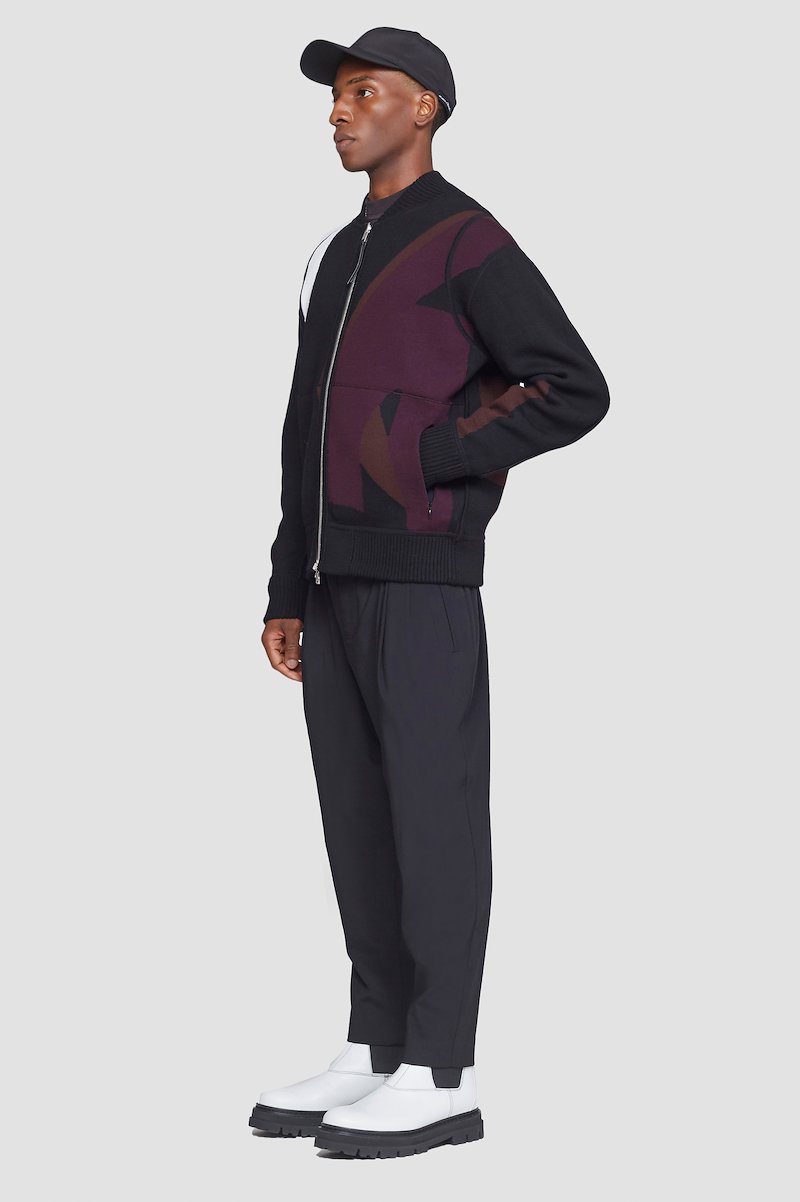 Reversible Knit Varsity Jacket-blue #0 Reversible Knit Varsity Jacket, MIDNIGHT MULTI Wool or fine animal hair->Wool Reversible Knit Varsity Jacket from 3.1 Phillip Lim. - 6