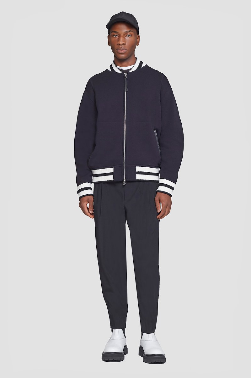 Reversible Knit Varsity Jacket-blue #1 Reversible Knit Varsity Jacket, MIDNIGHT MULTI Wool or fine animal hair->Wool Reversible Knit Varsity Jacket from 3.1 Phillip Lim. - 1