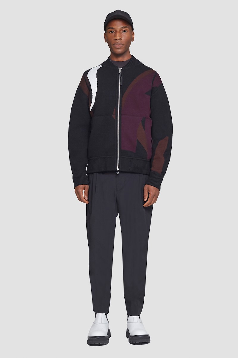 Reversible Knit Varsity Jacket-blue #1 Reversible Knit Varsity Jacket, MIDNIGHT MULTI Wool or fine animal hair->Wool Reversible Knit Varsity Jacket from 3.1 Phillip Lim. - 5