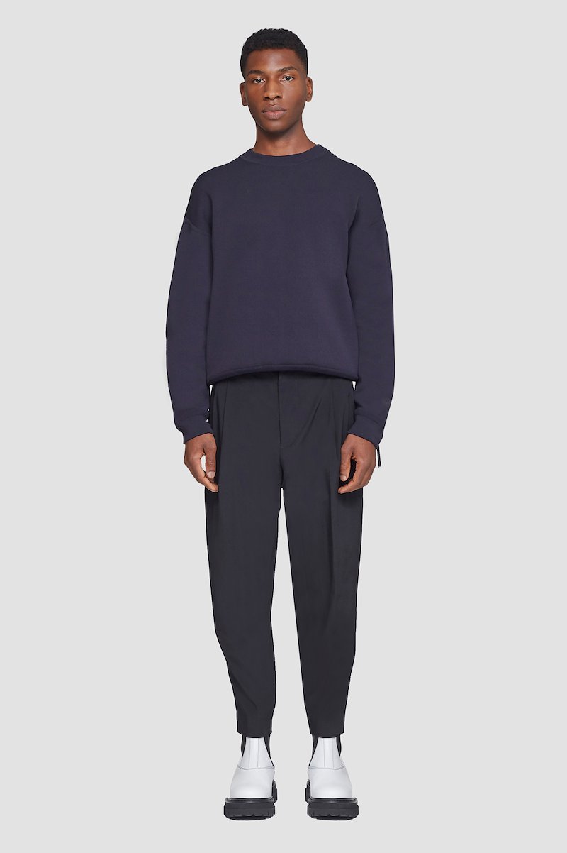 Crewneck Pullover-blue #0 Crewneck Pullover, crewneck zip-sleeve jumper from 3.1 PHILLIP LIM featuring midnight blue, stretch-wool, knitted construction, ribbed cuffs, long sleeves, decorative zip detailing and straight hem.- 0