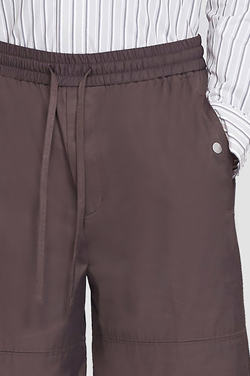 Drawstring Short-white #0 Drawstring Short, drawstring-fastening shorts from 3.1 PHILLIP LIM featuring brown, cotton blend, high waist, elasticated drawstring waistband, slip pockets to the sides, wide leg and above-knee length.- 4
