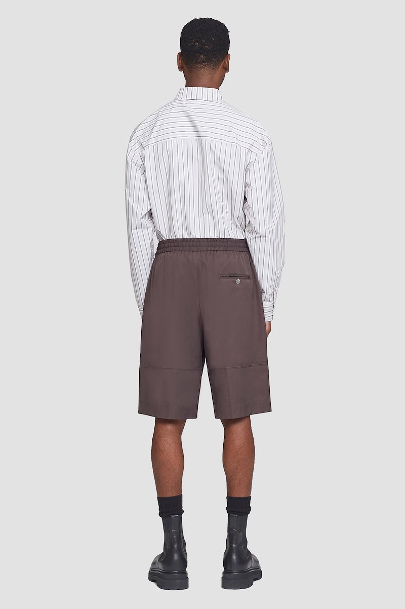 Drawstring Short-white #1 Drawstring Short, drawstring-fastening shorts from 3.1 PHILLIP LIM featuring brown, cotton blend, high waist, elasticated drawstring waistband, slip pockets to the sides, wide leg and above-knee length.- 3