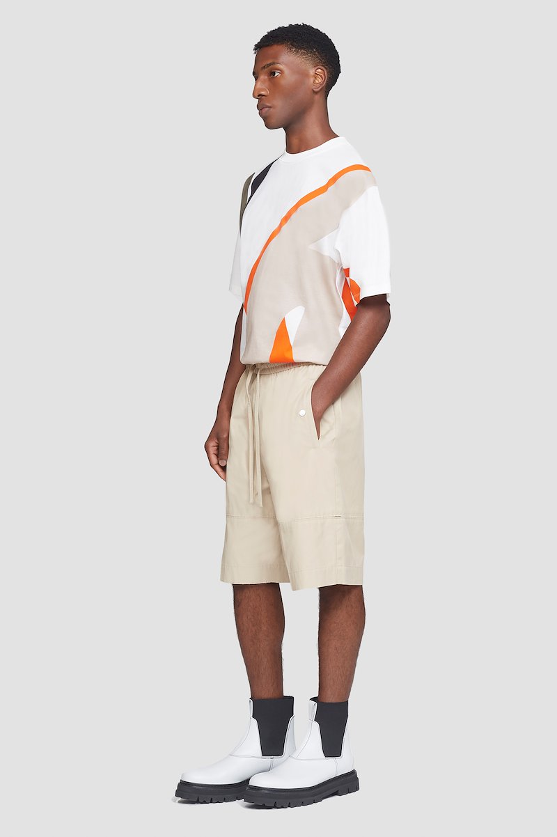 Drawstring Short-neutrals #0 Drawstring Short, drawstring-fastening shorts from 3.1 PHILLIP LIM featuring khaki, cotton blend, high waist, elasticated drawstring waistband, slip pockets to the sides, wide leg and above-knee length.- 2