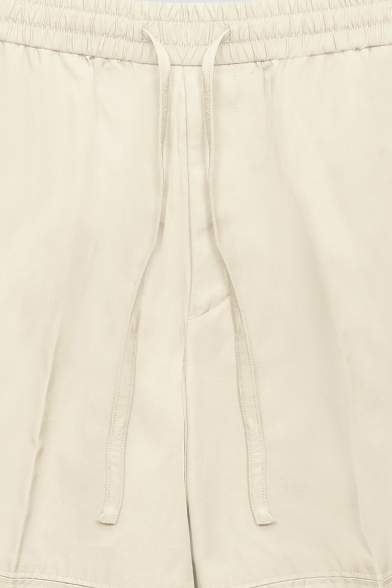 Drawstring Short-neutrals #1 Drawstring Short, drawstring-fastening shorts from 3.1 PHILLIP LIM featuring khaki, cotton blend, high waist, elasticated drawstring waistband, slip pockets to the sides, wide leg and above-knee length.- 7