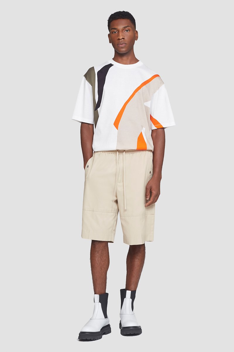 Drawstring Short-neutrals #1 Drawstring Short, drawstring-fastening shorts from 3.1 PHILLIP LIM featuring khaki, cotton blend, high waist, elasticated drawstring waistband, slip pockets to the sides, wide leg and above-knee length.- 1