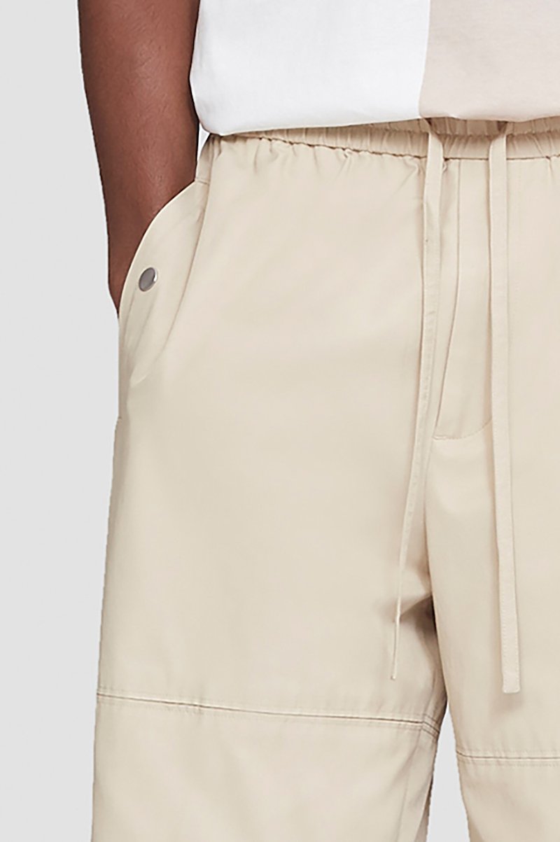 Drawstring Short-neutrals #0 Drawstring Short, drawstring-fastening shorts from 3.1 PHILLIP LIM featuring khaki, cotton blend, high waist, elasticated drawstring waistband, slip pockets to the sides, wide leg and above-knee length.- 4