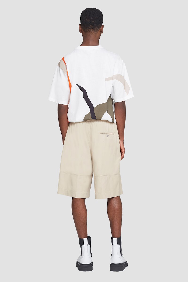 Drawstring Short-neutrals #1 Drawstring Short, drawstring-fastening shorts from 3.1 PHILLIP LIM featuring khaki, cotton blend, high waist, elasticated drawstring waistband, slip pockets to the sides, wide leg and above-knee length.- 3