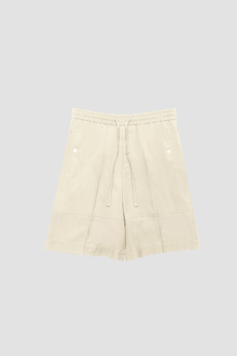 Drawstring Short-neutrals #1 Drawstring Short, drawstring-fastening shorts from 3.1 PHILLIP LIM featuring khaki, cotton blend, high waist, elasticated drawstring waistband, slip pockets to the sides, wide leg and above-knee length.- 5