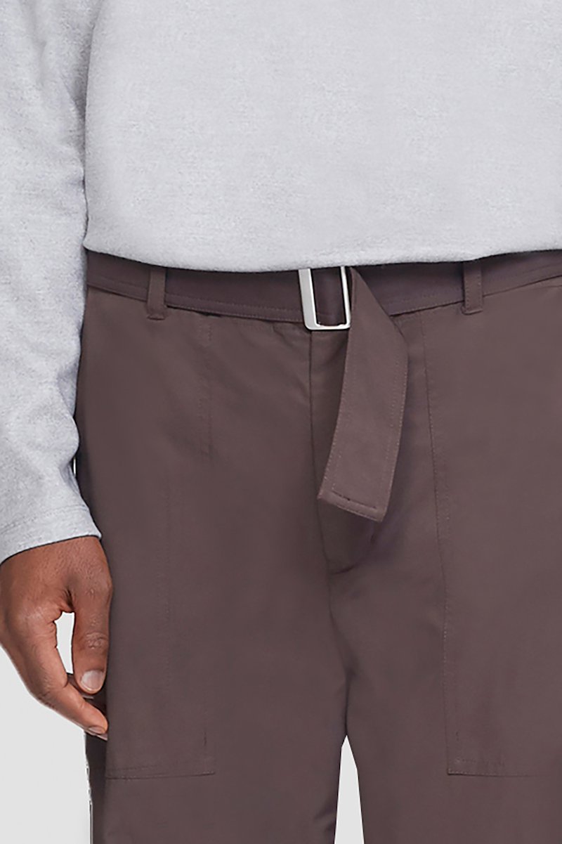 Straight Leg Trouser-brown #0 Straight Leg Trouser, straight-leg trousers from 3.1 PHILLIP LIM featuring brown, cotton blend, high waist, belted waist, slip pockets to the sides, rear welt pocket and wide leg.- 4