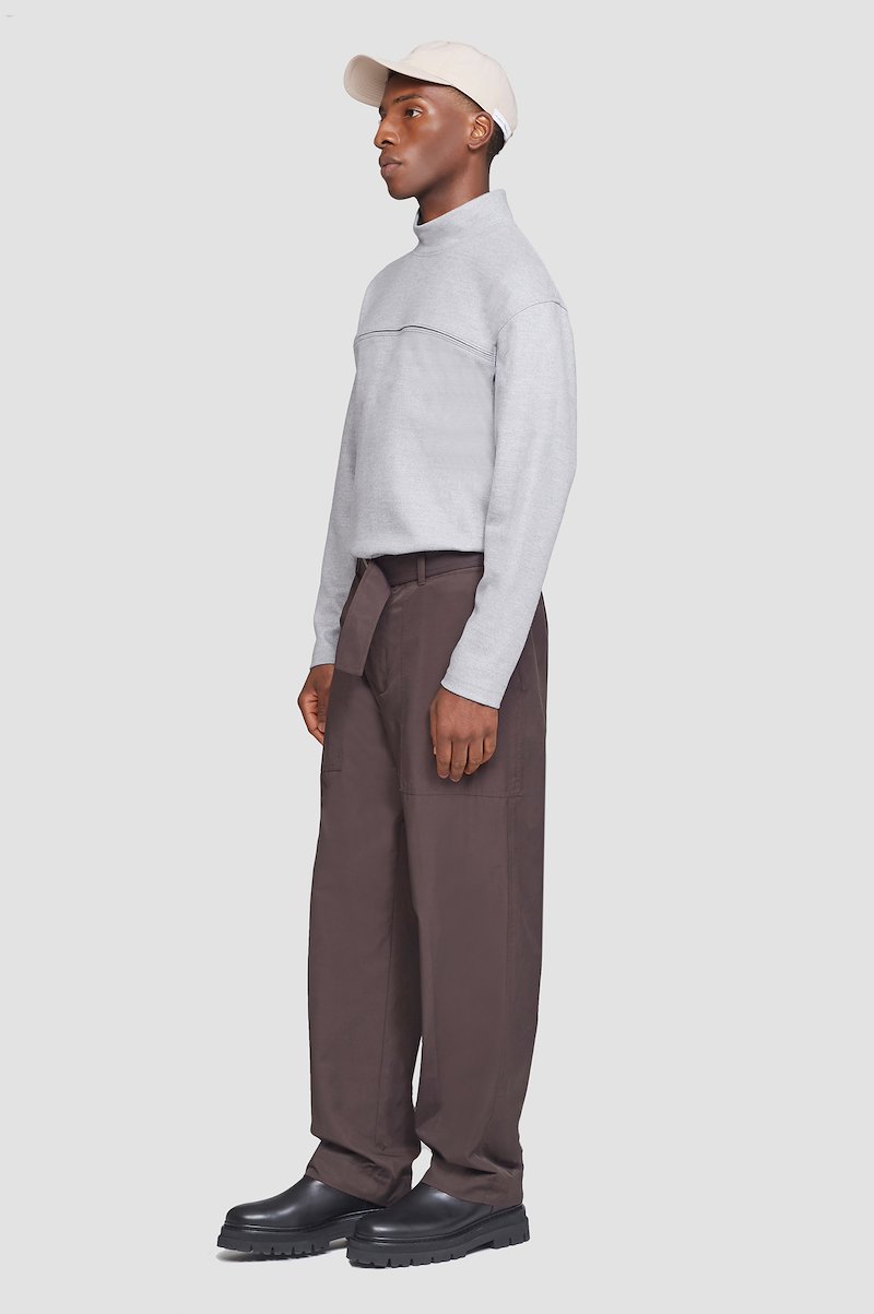 Straight Leg Trouser-brown #0 Straight Leg Trouser, straight-leg trousers from 3.1 PHILLIP LIM featuring brown, cotton blend, high waist, belted waist, slip pockets to the sides, rear welt pocket and wide leg.- 2