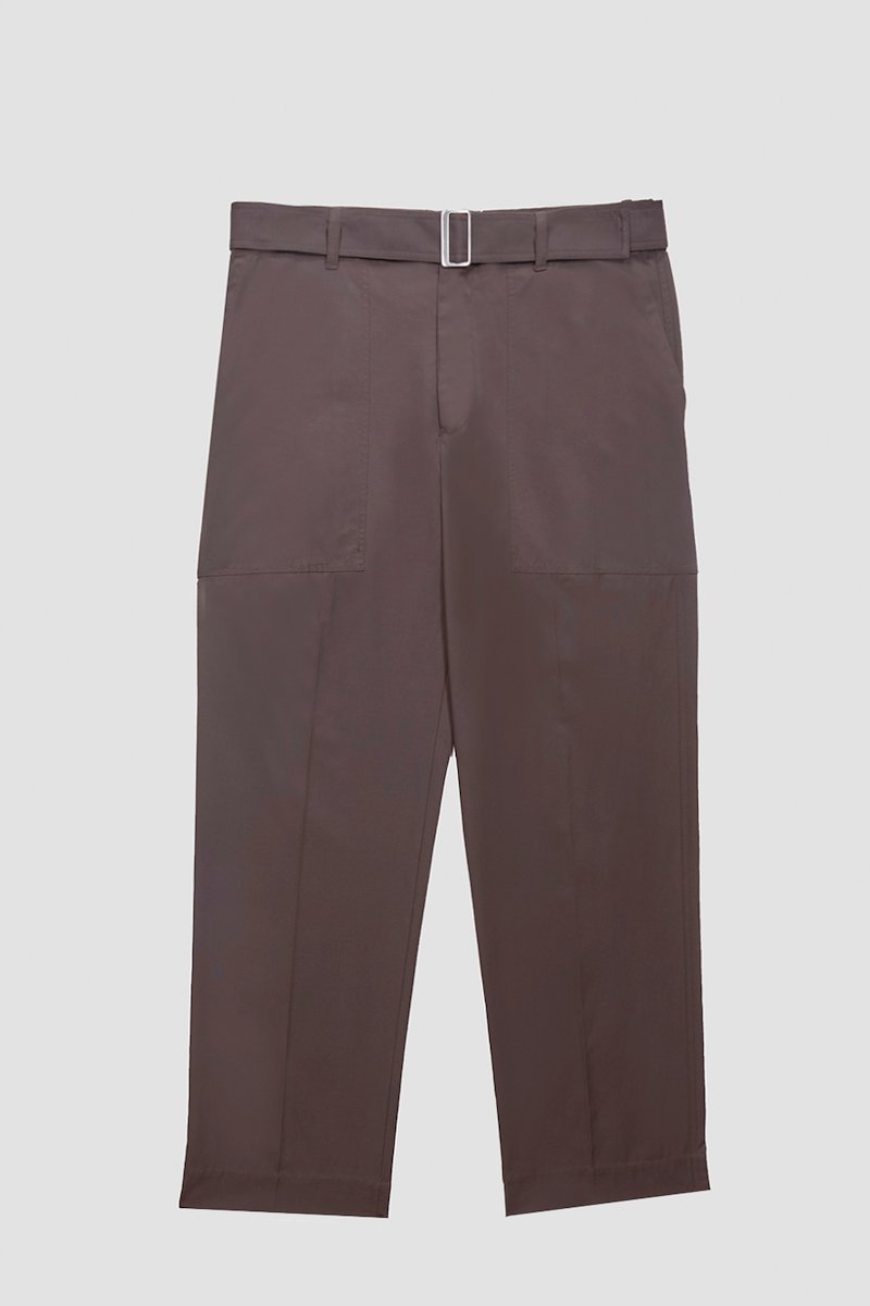 Straight Leg Trouser-brown #1 Straight Leg Trouser, straight-leg trousers from 3.1 PHILLIP LIM featuring brown, cotton blend, high waist, belted waist, slip pockets to the sides, rear welt pocket and wide leg.- 5