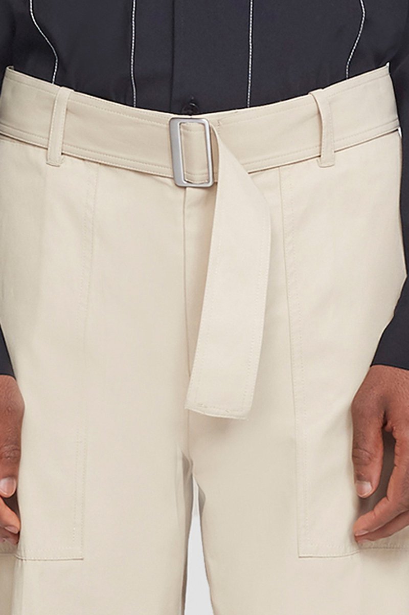 Straight Leg Trouser-neutrals #0 Straight Leg Trouser, straight-leg trousers from 3.1 PHILLIP LIM featuring khaki, cotton blend, high waist, belted waist, slip pockets to the sides, rear welt pocket and wide leg.- 4
