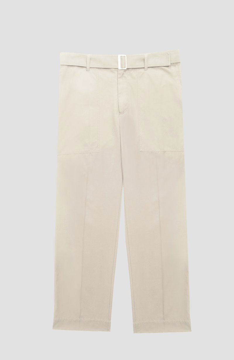 Straight Leg Trouser-neutrals #1 Straight Leg Trouser, straight-leg trousers from 3.1 PHILLIP LIM featuring khaki, cotton blend, high waist, belted waist, slip pockets to the sides, rear welt pocket and wide leg.- 5