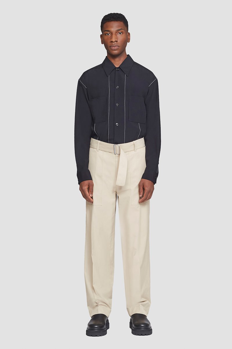 Straight Leg Trouser-neutrals #1 Straight Leg Trouser, straight-leg trousers from 3.1 PHILLIP LIM featuring khaki, cotton blend, high waist, belted waist, slip pockets to the sides, rear welt pocket and wide leg.- 1