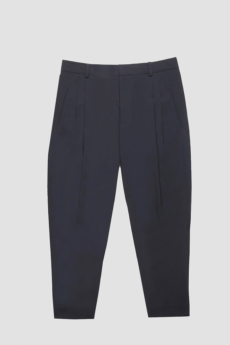 Tapered Trouser-black #0 Tapered Trouser, drop-crotch tailored trousers from 3.1 PHILLIP LIM featuring black, wool blend, pressed crease, belt loops, drop crotch and cropped.- 4