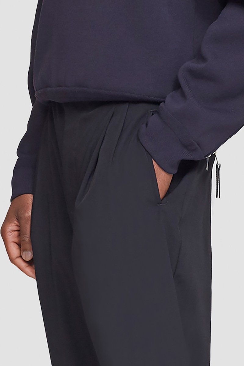Tapered Trouser-black #1 Tapered Trouser, drop-crotch tailored trousers from 3.1 PHILLIP LIM featuring black, wool blend, pressed crease, belt loops, drop crotch and cropped.- 3