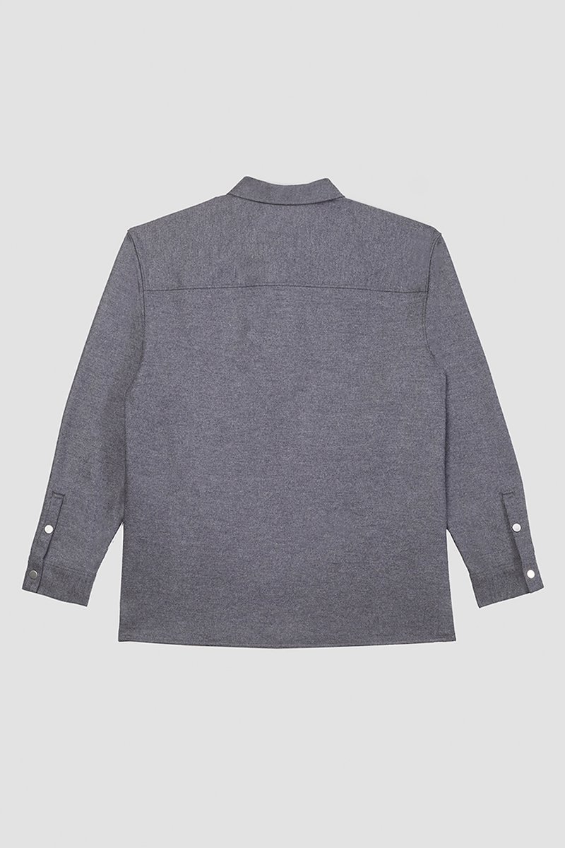 Flannel Shirt-grey #0 Flannel Shirt, melangé-effect flannel shirt from 3.1 PHILLIP LIM featuring dark grey, wool blend, straight-point collar, front button fastening, chest patch pocket, long sleeves and buttoned cuffs.- 6